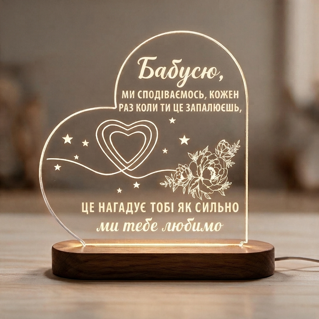 Нічник «Бабусю, ми тебе любимо»