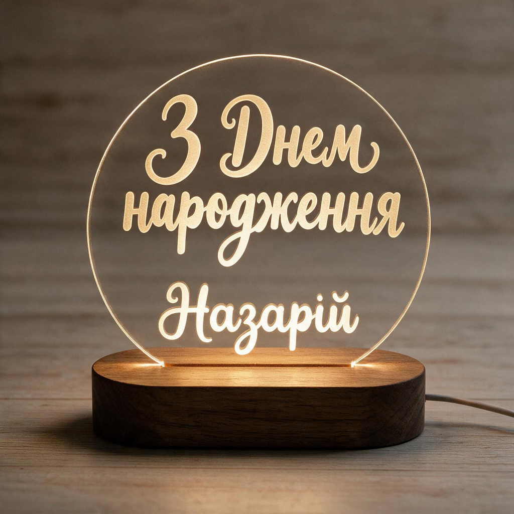 Нічник «З Днем народження» круглий