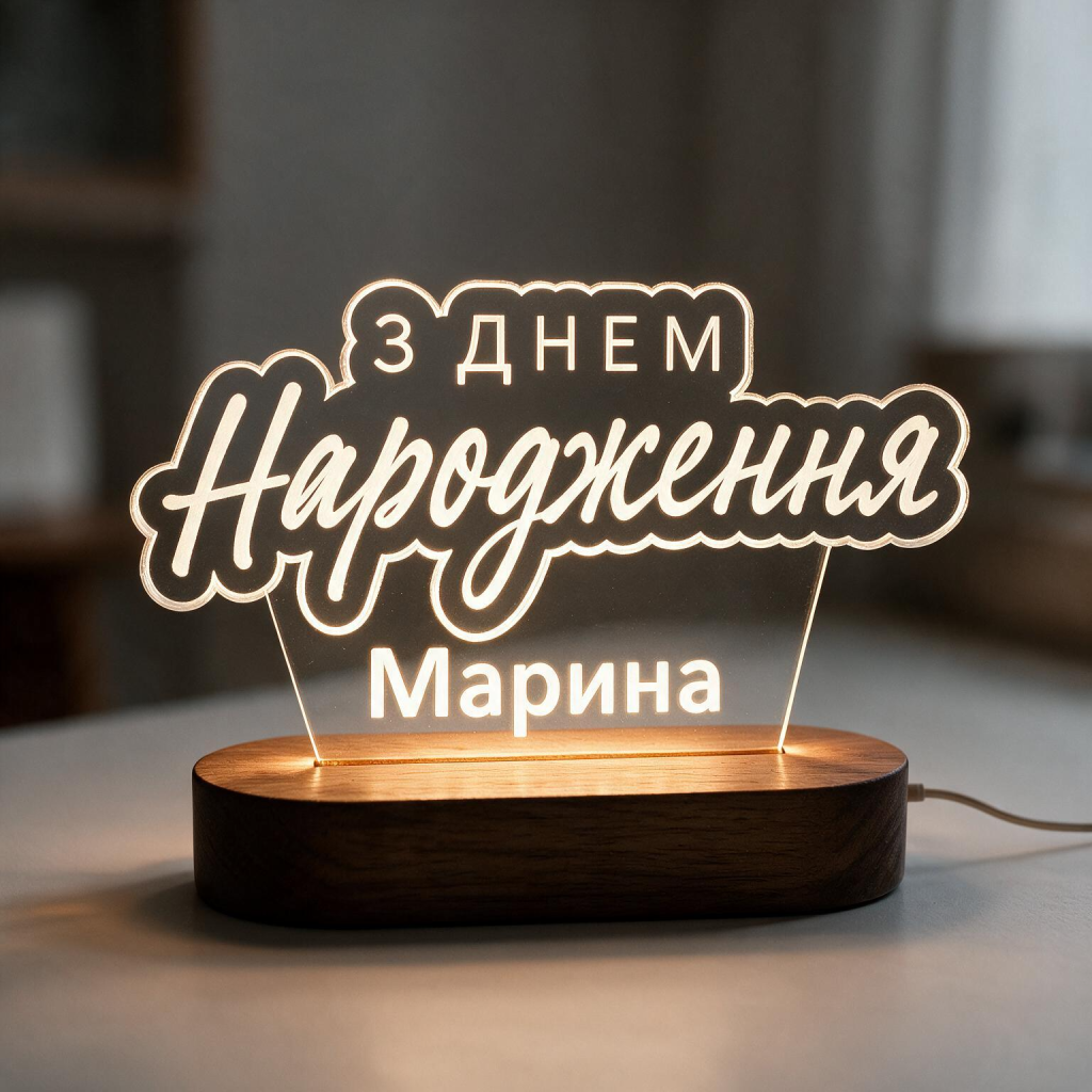 Нічник «З Днем народження» об'ємний напис